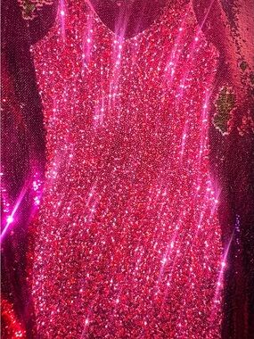 Pink Sequin Slip Dress